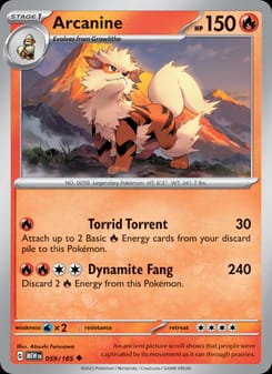 Arcanine 059/165 Uncommon – 151 Pokémon card