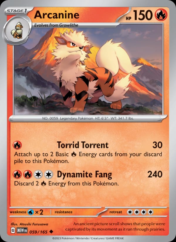 Arcanine 059/165 151 Pokémon card