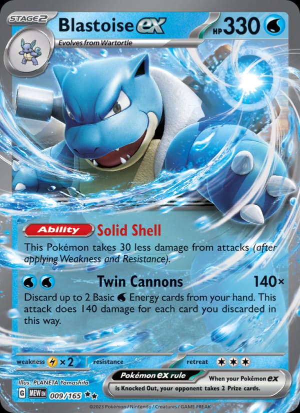 Blastoise ex 009/165 151 Pokémon card