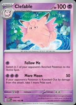 Clefable 036/165 Uncommon – 151 Pokémon card
