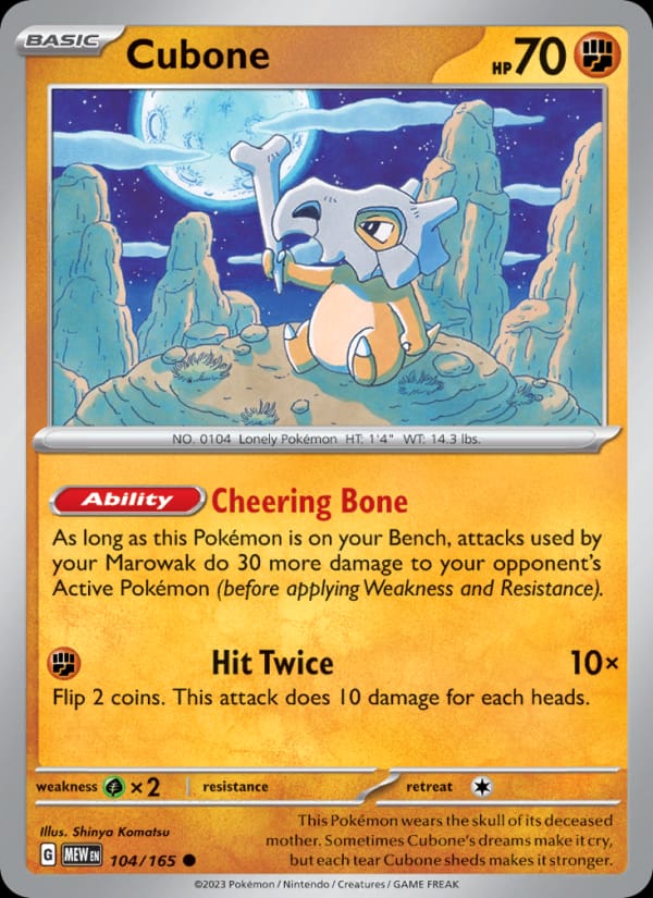 Cubone 104/165 151 Pokémon card
