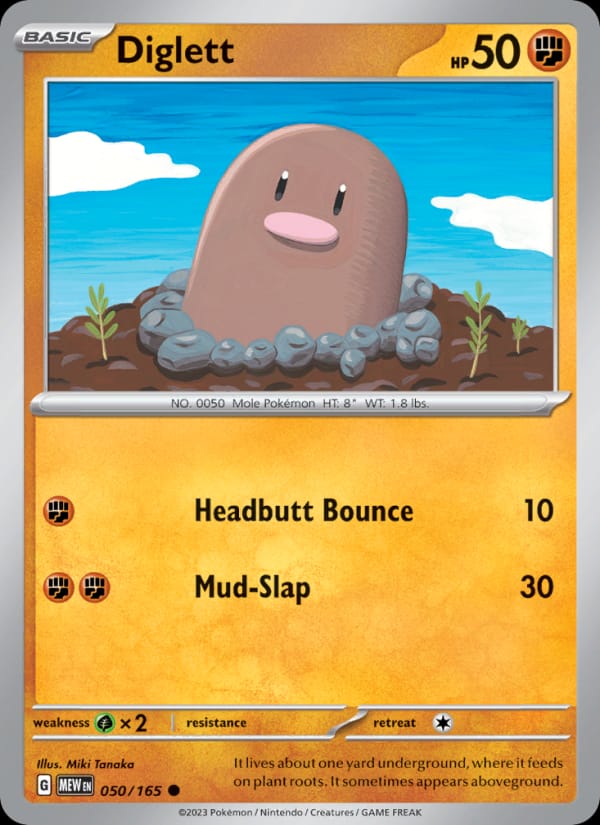 Diglett 050/165 151 Pokémon card
