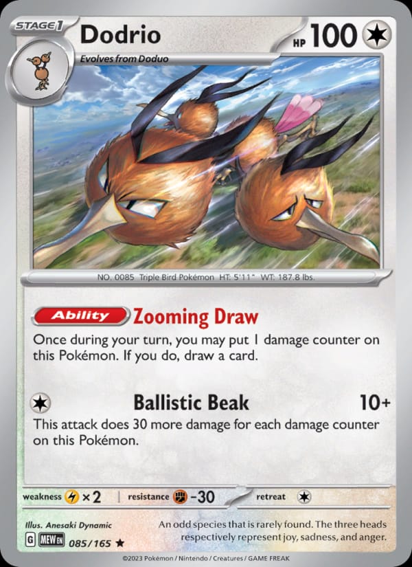 Dodrio 085/165 151 Pokémon card