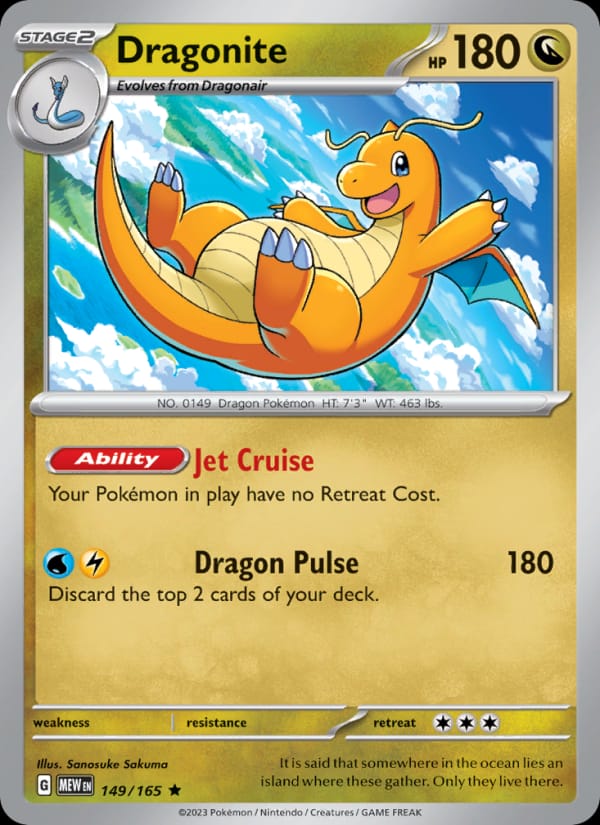 Dragonite 149/165 151 Pokémon card