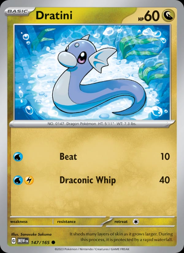 Dratini 147/165 151 Pokémon card