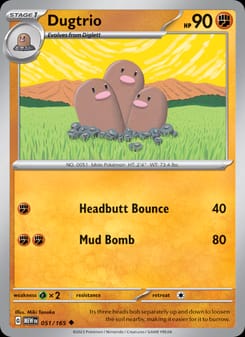 Dugtrio 051/165 Uncommon – 151 Pokémon card