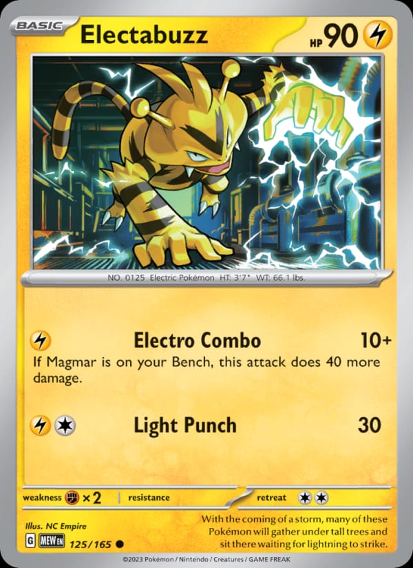 Electabuzz 125/165 151 Pokémon card