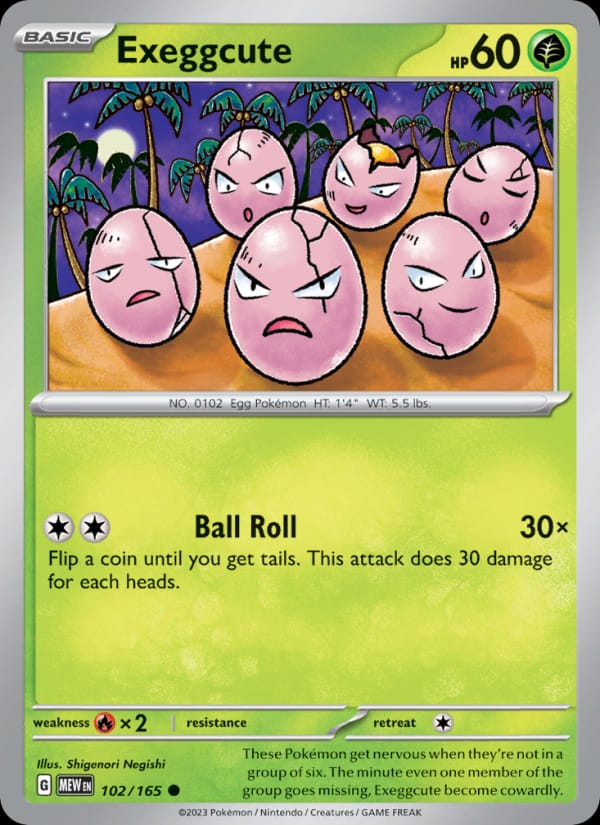 Exeggcute 102/165 151 Pokémon card