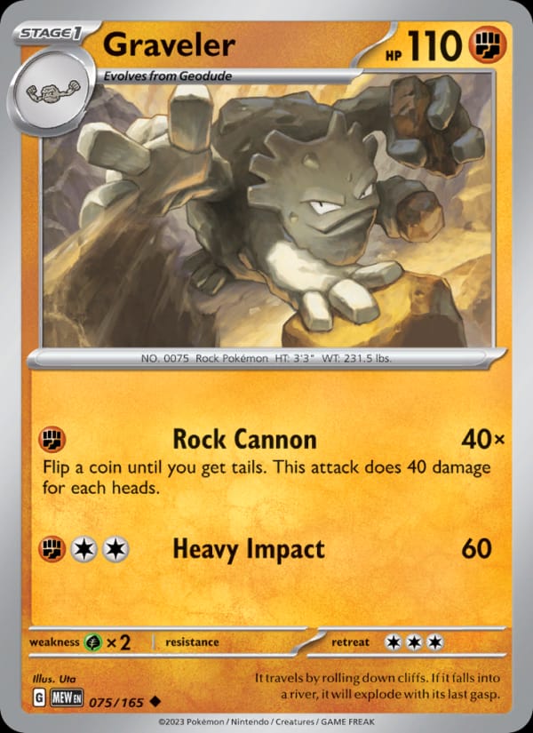 Graveler 075/165 151 Pokémon card