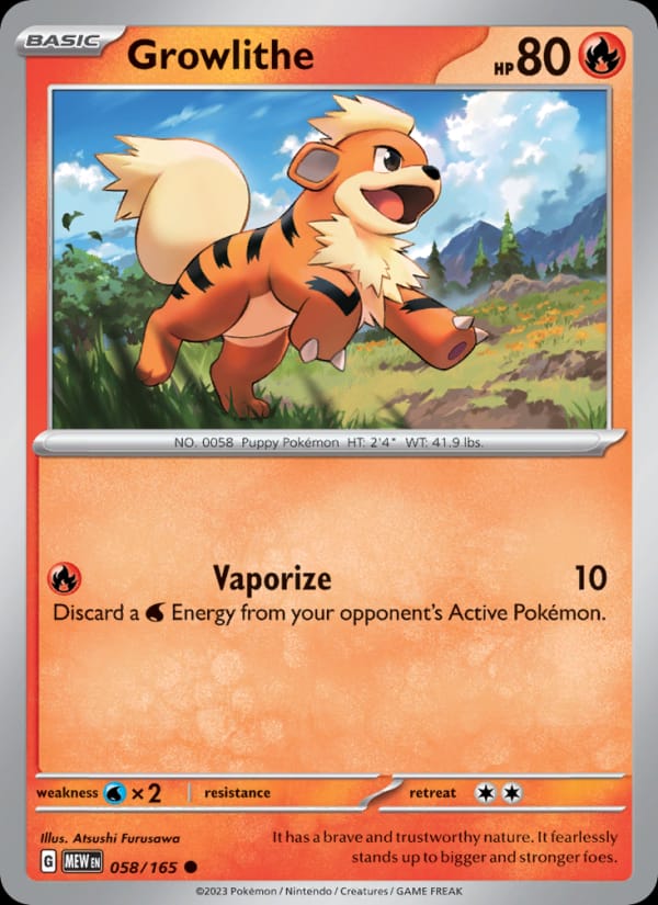 Growlithe 058/165 151 Pokémon card