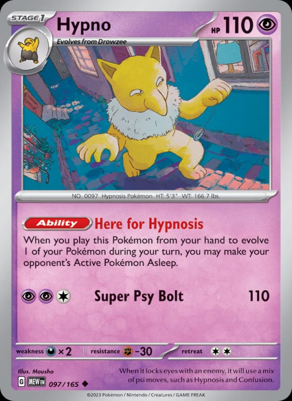 Hypno 097/165 151 Pokémon card