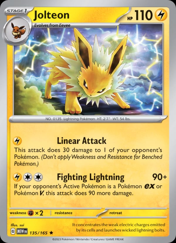 Jolteon 135/165 151 Pokémon card
