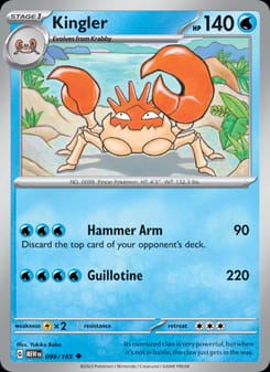 Kingler 099/165 Uncommon – 151 Pokémon card