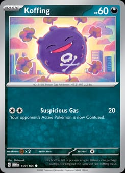 Koffing 109/165 Common – 151 Pokémon card
