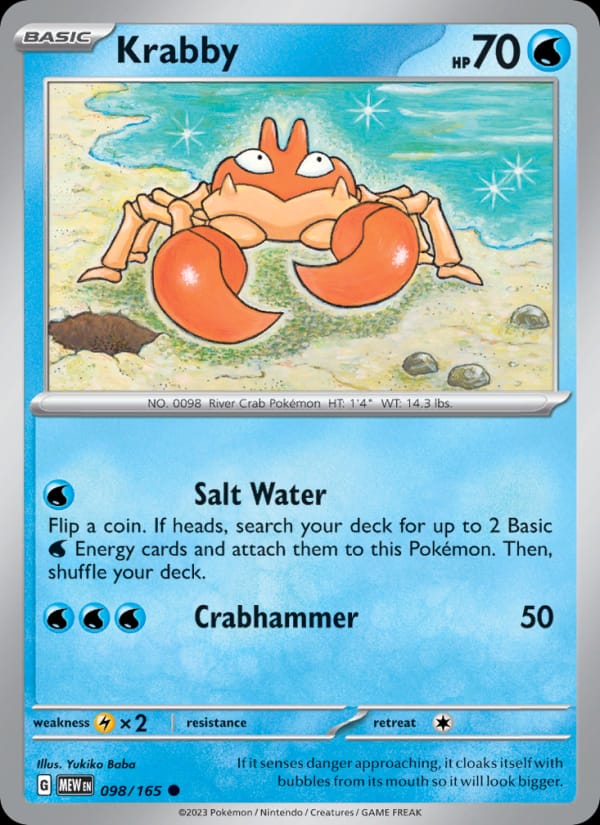 Krabby 098/165 151 Pokémon card
