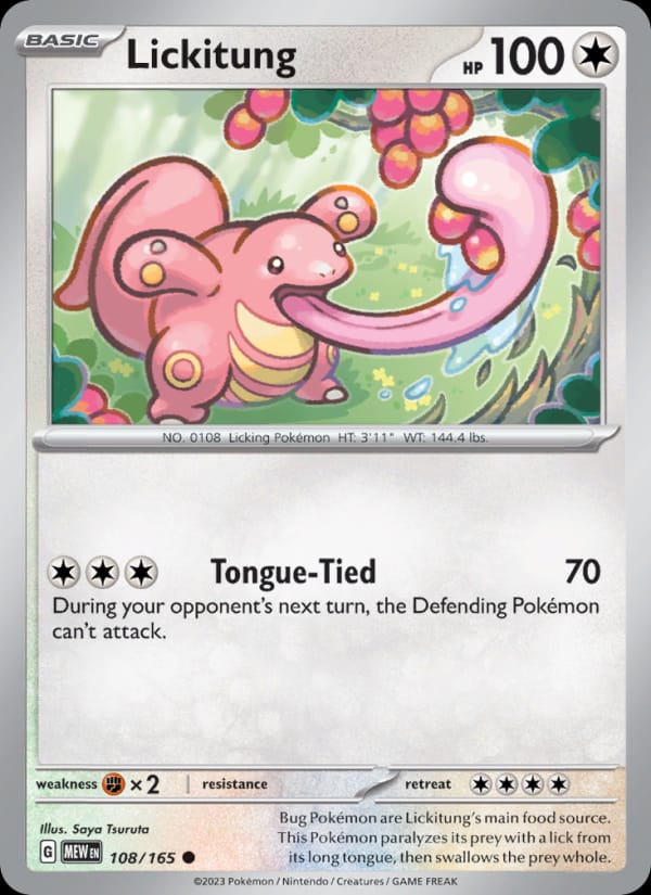 Lickitung 108/165 151 Pokémon card