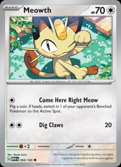 Meowth 052/165 Common – 151 Pokémon card