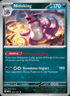 Nidoking 034/165 Rare – 151 Pokémon card