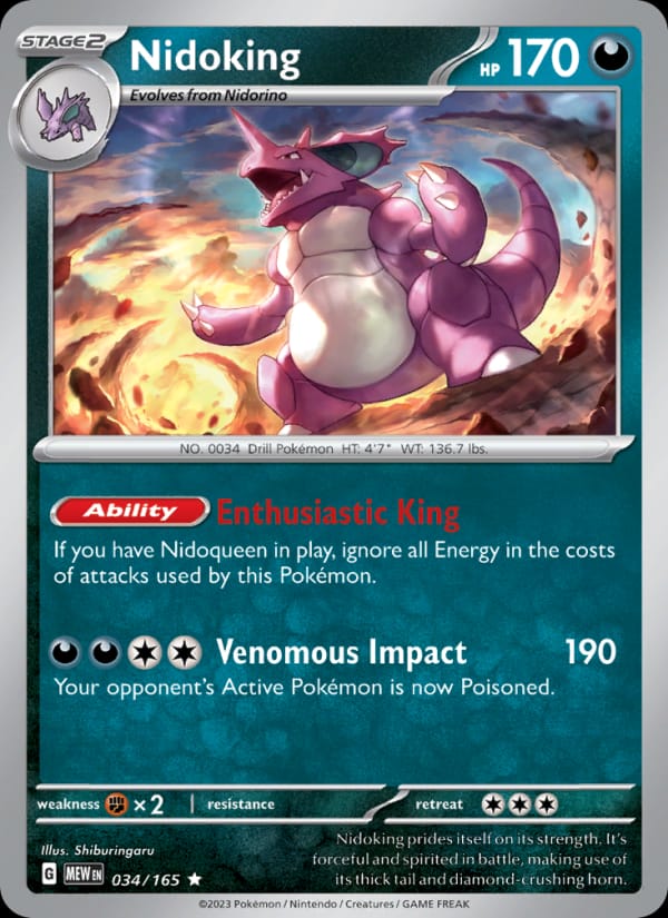 Nidoking 034/165 151 Pokémon card