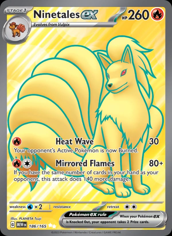 Ninetales ex 186/165 151 Pokémon card