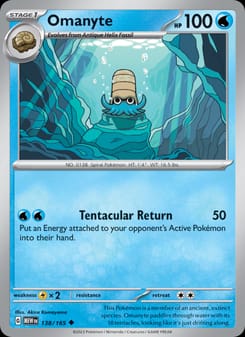 Omanyte 138/165 Uncommon – 151 Pokémon card