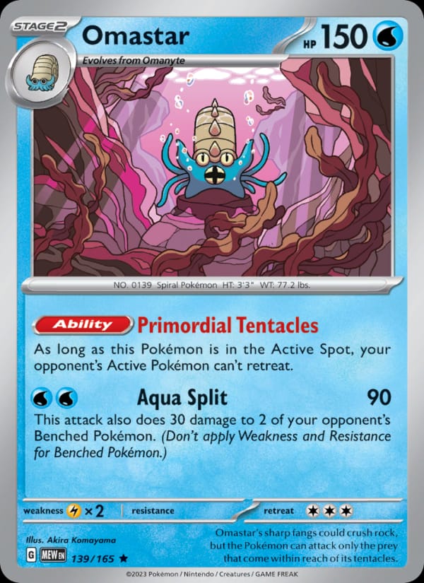 Omastar 139/165 151 Pokémon card