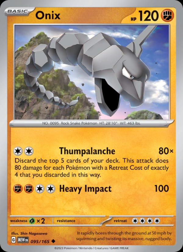 Onix 095/165 151 Pokémon card