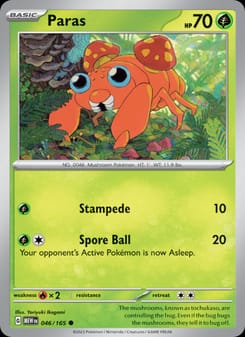 Paras 046/165 Common – 151 Pokémon card