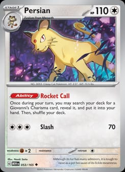 Persian 053/165 Uncommon – 151 Pokémon card