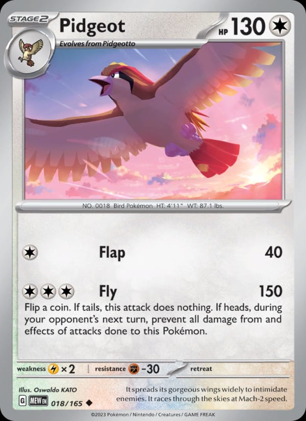 Pidgeot 018/165 151 Pokémon card