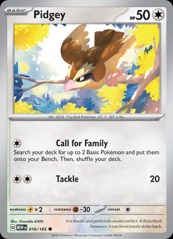 Pidgey 016/165 151 Pokémon card