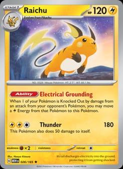 Raichu 026/165 Rare – 151 Pokémon card