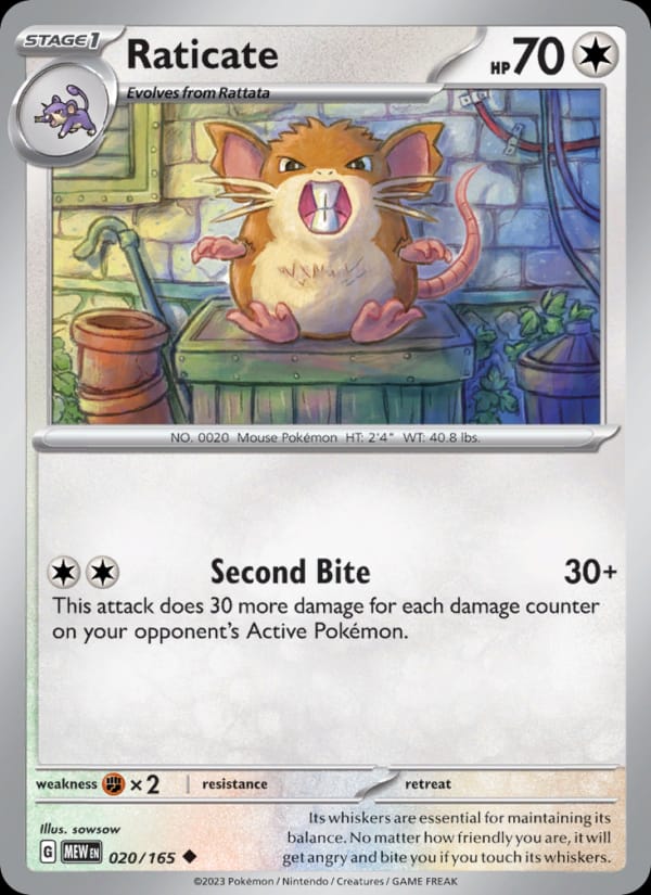 Raticate 020/165 151 Pokémon card