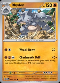 Rhydon 112/165 Uncommon – 151 Pokémon card