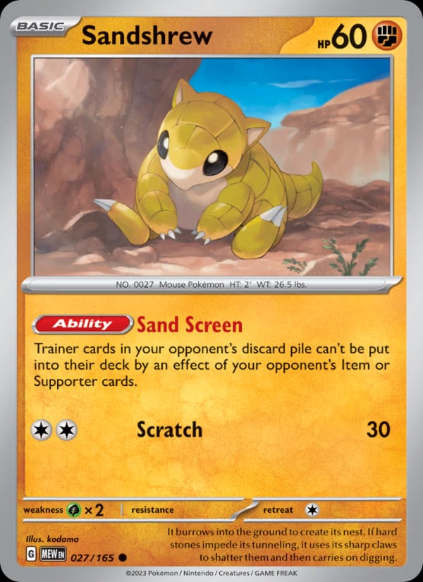 Sandshrew 027/165 151 Pokémon card
