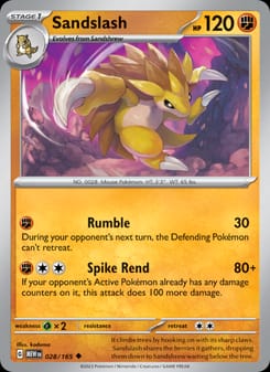 Sandslash 028/165 Uncommon – 151 Pokémon card