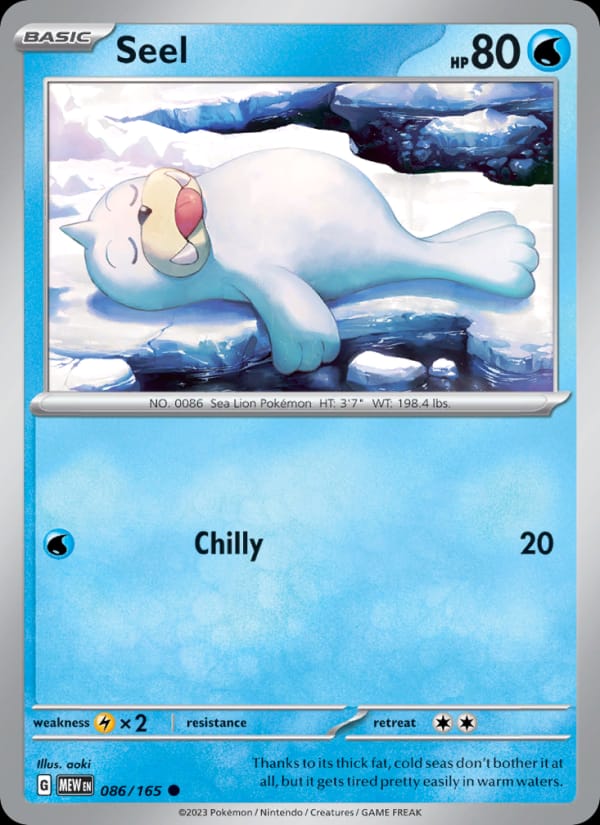 Seel 086/165 151 Pokémon card