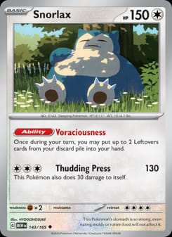 Snorlax 143/165 Uncommon – 151 Pokémon card