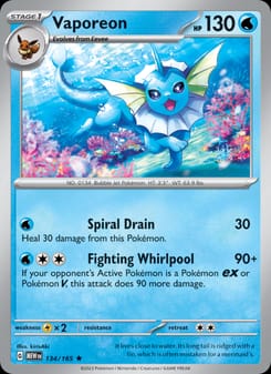 Vaporeon 134/165 Rare – 151 Pokémon card