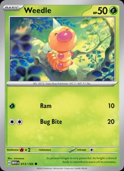 Weedle 013/165 Common – 151 Pokémon card