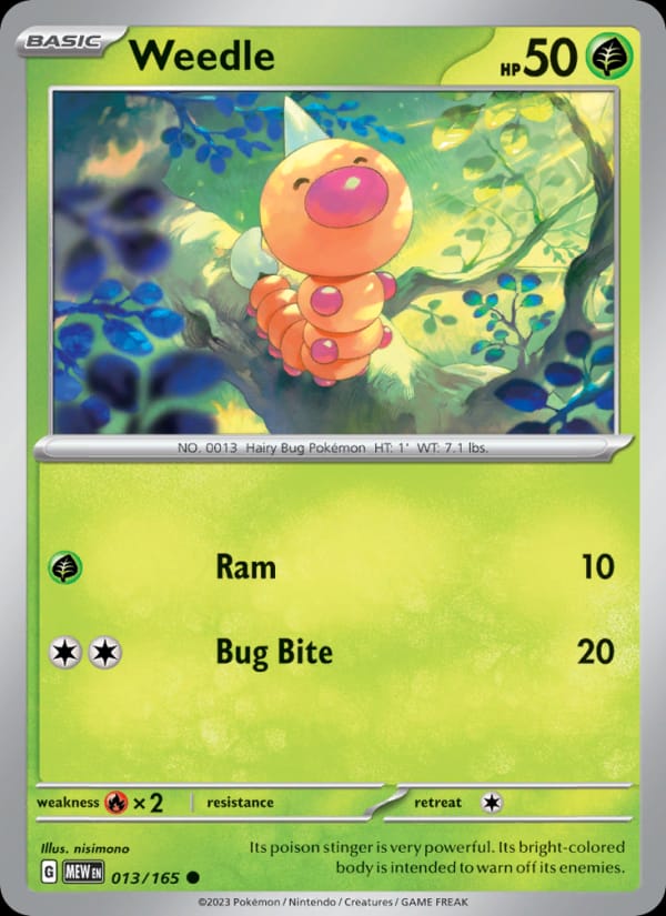 Weedle 013/165 151 Pokémon card
