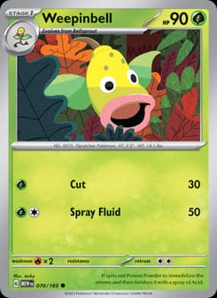 Weepinbell 070/165 Common – 151 Pokémon card
