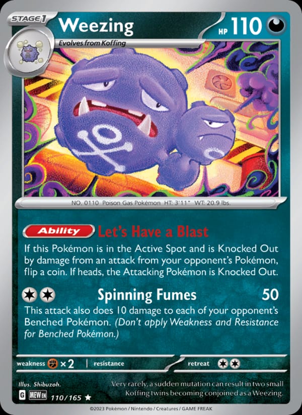 Weezing 110/165 151 Pokémon card