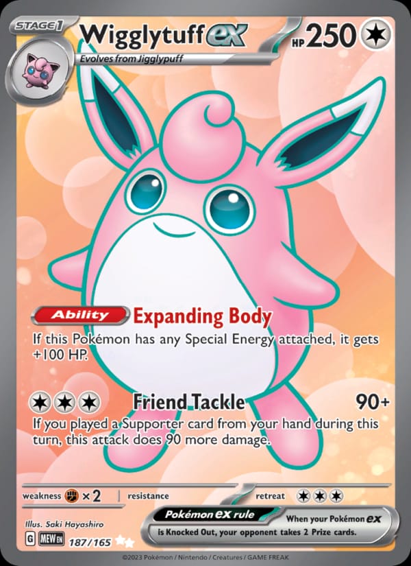 Wigglytuff ex 187/165 151 Pokémon card