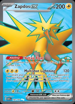 Zapdos ex 192/165 Ultra Rare – 151 Pokémon card