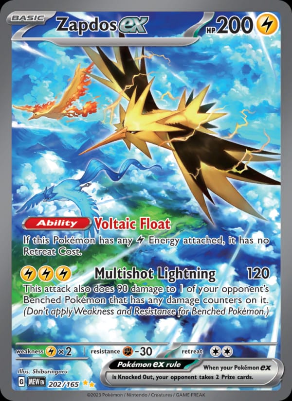 Zapdos ex 202/165 151 Pokémon card