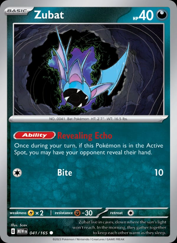 Zubat 041/165 151 Pokémon card