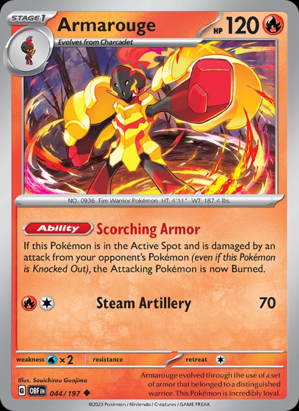 Armarouge 044/197 Obsidian Flames Pokémon card