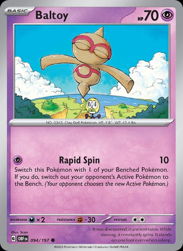 Baltoy 094/197 Obsidian Flames Pokémon card