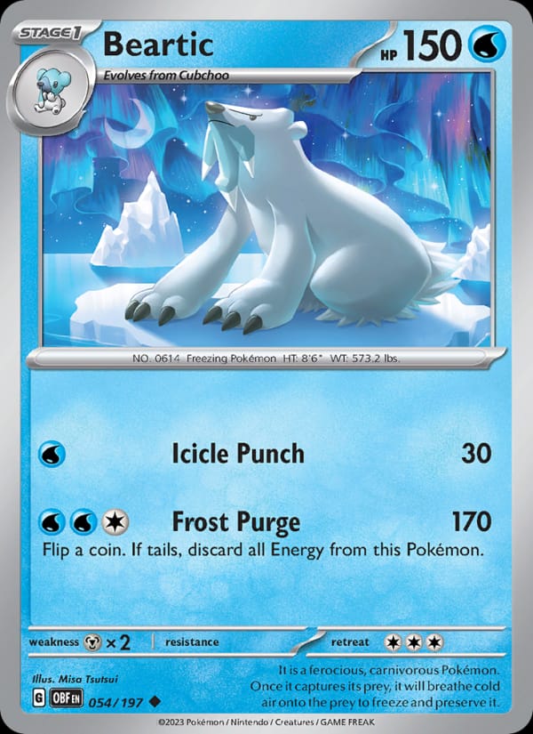 Beartic 054/197 Obsidian Flames Pokémon card